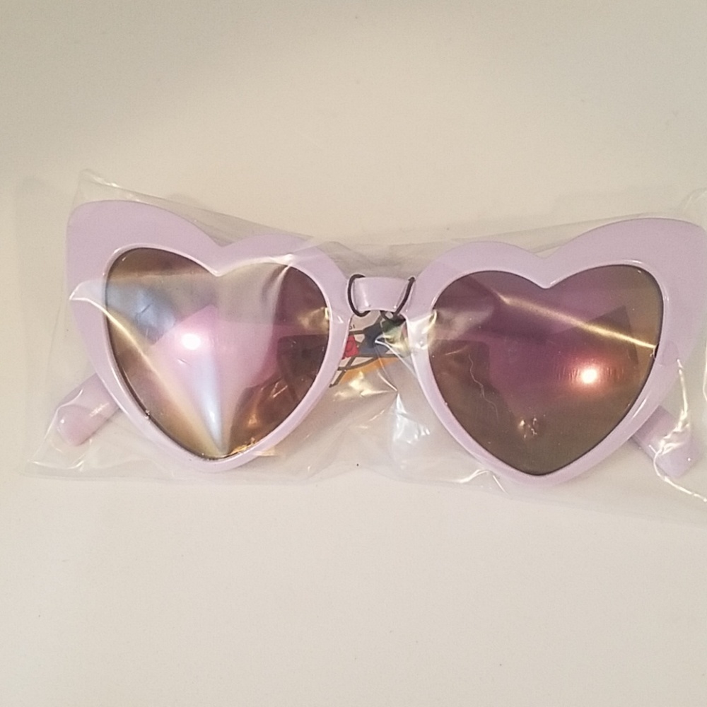 Kids heart glasses mirror lens purple new